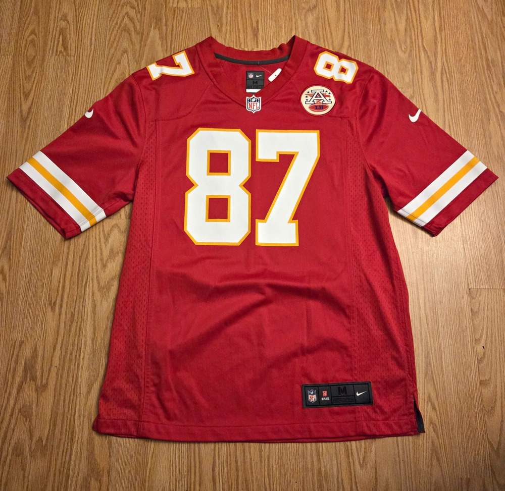 Nike Travis Kelce #87 Kansas City Chiefs On Field NFL Jersey Red Men's Size M